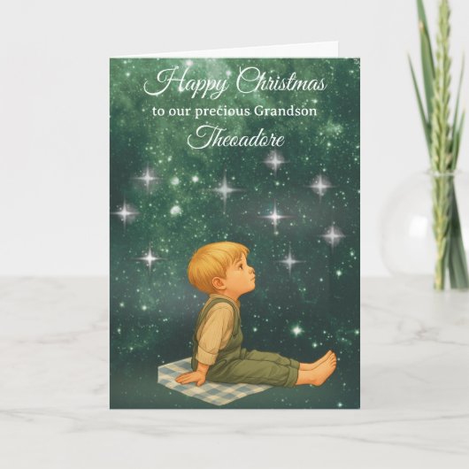 Carte de Noël pour petit-fils – Nuit étoilée (Devant)