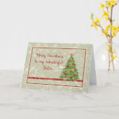 Carte de Noël pour Soeur verte avec arbre (Fleur jaune)