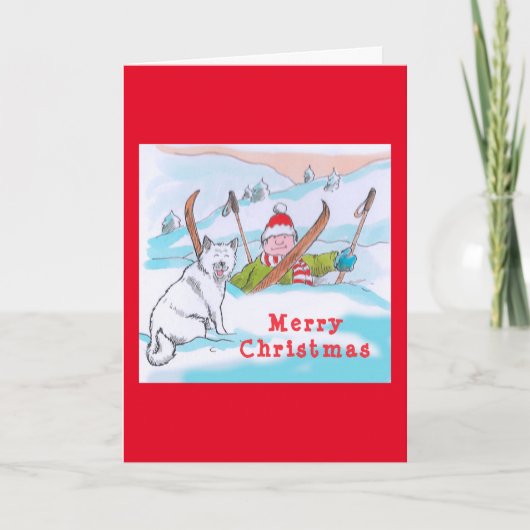 Carte de Noël pour une escapade au ski avec toutou (Devant)