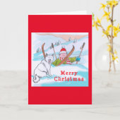 Carte de Noël pour une escapade au ski avec toutou (Fleur jaune)