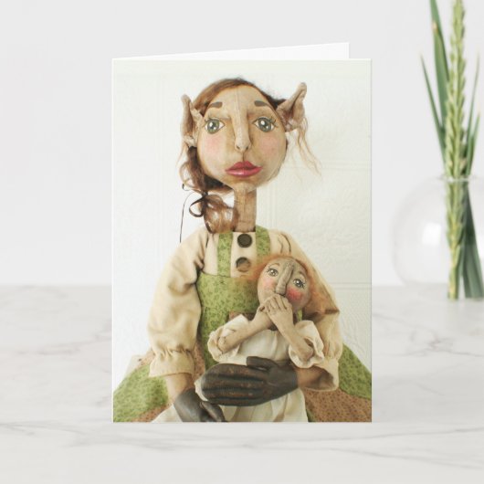 Carte de Noël primitive de poupée d'art populaire (Devant)