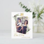 Carte de Noël professionnelle QR en or géométrique (Debout devant)