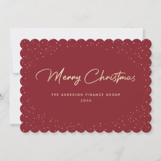 Carte de Noël professionnelle rouge or moderne
