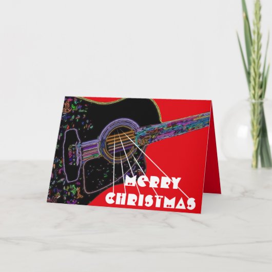 Carte de Noël psychédélique de guitare (Devant)