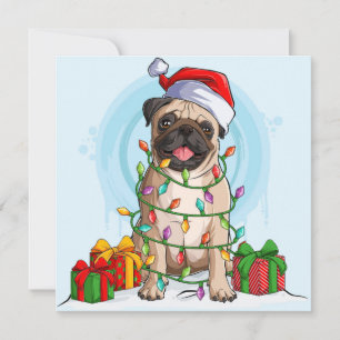 Carte de Noël Pug