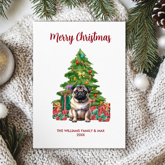 Carte de Noël Pug