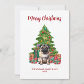 Carte de Noël Pug (Devant)