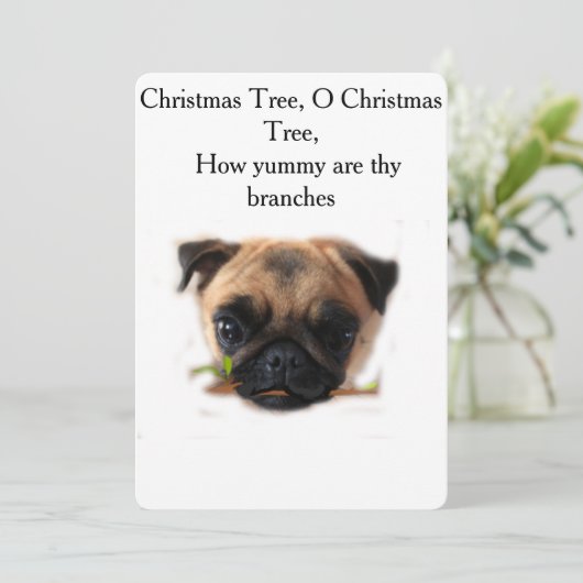 Carte de Noël Pug de vacances (Debout devant)