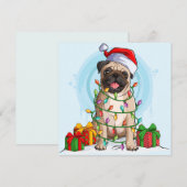 Carte de Noël Pug pour les Fêtes (Devant / Derrière)