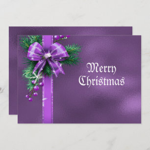 Carte de Noël Purple Bow