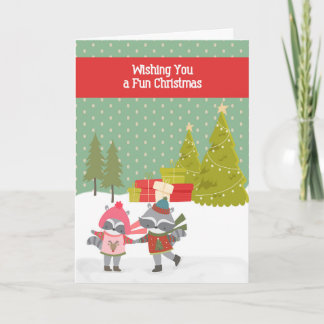 Carte de Noël Raccoon pour enfants