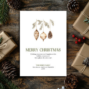 Carte de Noël raffinée Ornement Sauge Beige Minima