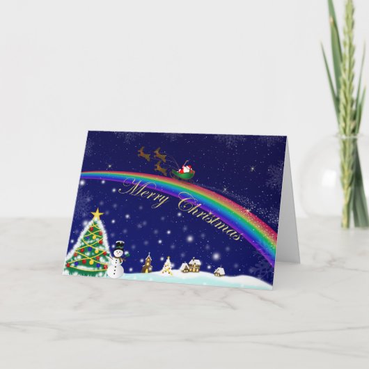 Carte de Noël Rainbow Père Noël (Devant)