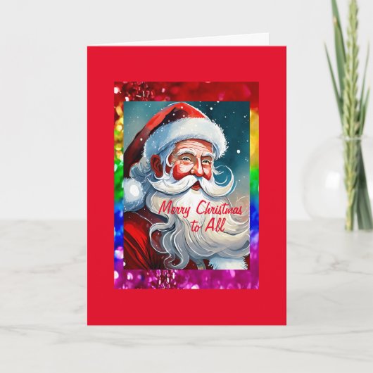 Carte de Noël Rainbow Pride Père Noël 5" x 7" (Devant)