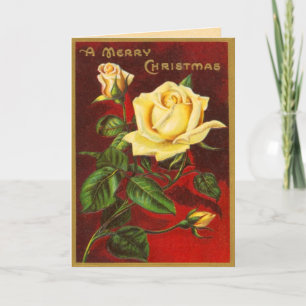 Carte de Noël rare Rose Vintage