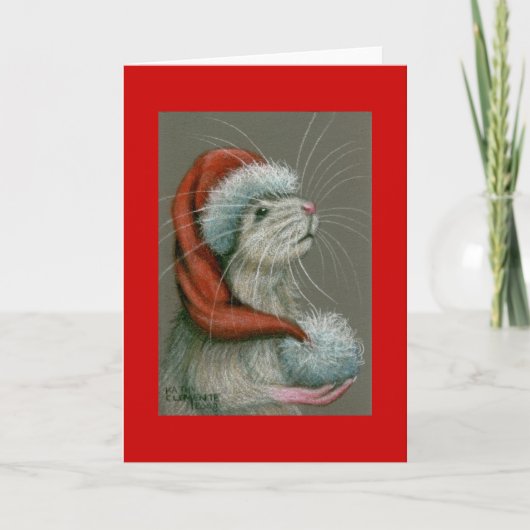 Carte de Noël Rat in Santa Hat (Devant)