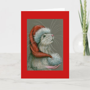 Carte de Noël Rat in Santa Hat