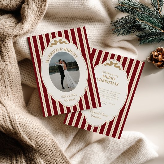 Carte de Noël rayée avec photo