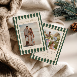 Carte de Noël rayée et festonnée avec photo
