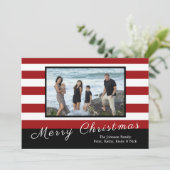 Carte de Noël rayée rouge et blanche (Debout devant)