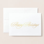 Carte de Noël Real Foil Gold Happy Holidays (Devant avec enveloppe)