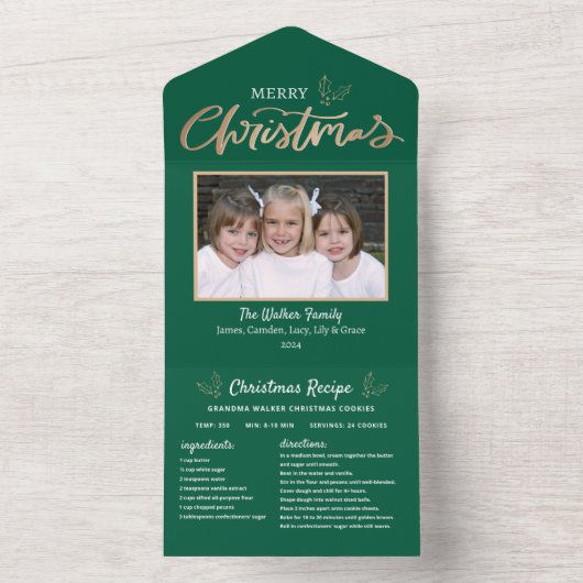 Carte de Noël Recette À feuillage persistant Recet (À l'intérieur)