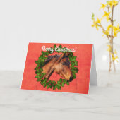Carte de Noël Red Barn Horn et Wreath (Fleur jaune)