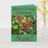 Carte de Noël Red Berries pour Nan (Fleur jaune)