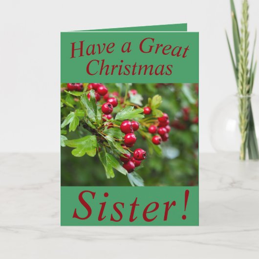 Carte de Noël Red Berries pour Soeur (Devant)