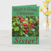 Carte de Noël Red Berries pour Soeur (Fleur jaune)