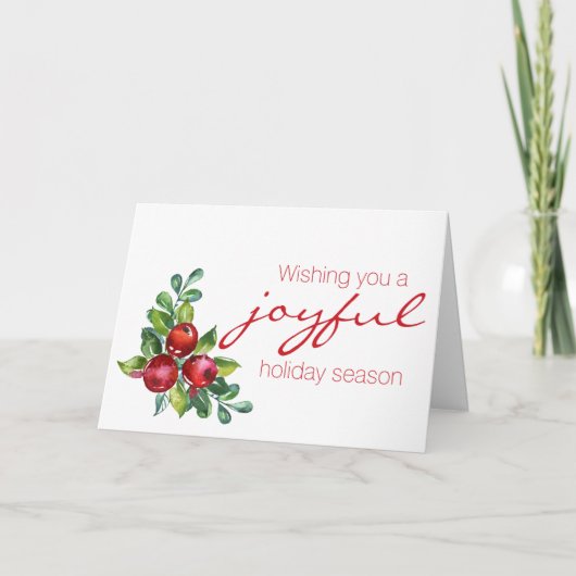 Carte de Noël Red Berry Watercolor (Devant)