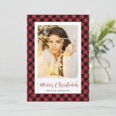 Carte de Noël Red Buffalo Plaid Snow (Debout devant)