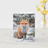 Carte de Noël Red Fox (Fleur jaune)