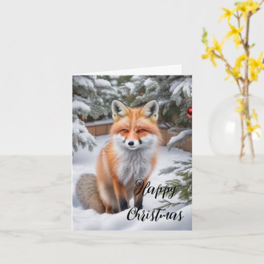 Carte de Noël Red Fox (Fleur jaune)