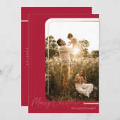 Carte de Noël Red Gold Modern Border (Devant / Derrière)