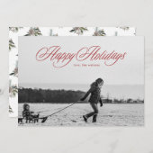 Carte de Noël Red Happy Holidays (Devant / Derrière)