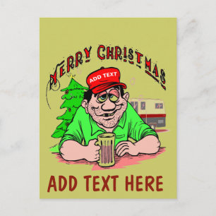 Carte de Noël Red Hat à texte personnalisé