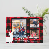 Carte de Noël Red Plaid White Deer sur mesure (Debout devant)