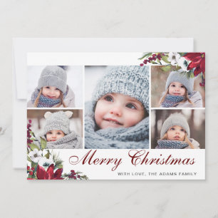 Carte de Noël Red Poinsettia Floral 5 PHOTO