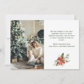 Carte de Noël Red Poinsettia Holly 2 Photo (Dos)