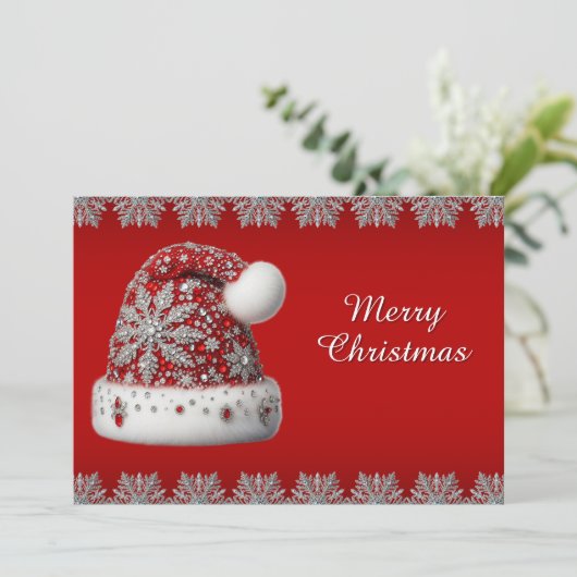 Carte de Noël Red Santa Hat (Debout devant)