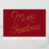 Carte de Noël Red Script Gold Foil (Recto)