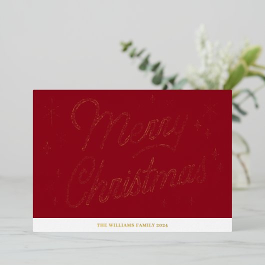 Carte de Noël Red Script Gold Foil (Debout devant)