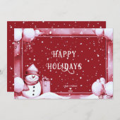 Carte de Noël Red Snowman Snowman (Devant / Derrière)