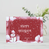 Carte de Noël Red Snowman Snowman (Debout devant)