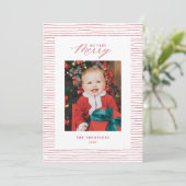 Carte de Noël Red Stried So Très Joyeux Photo (Debout devant)