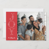 Carte de Noël Red & White Joy Calligraphy (Devant)