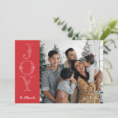 Carte de Noël Red & White Joy Calligraphy (Debout devant)