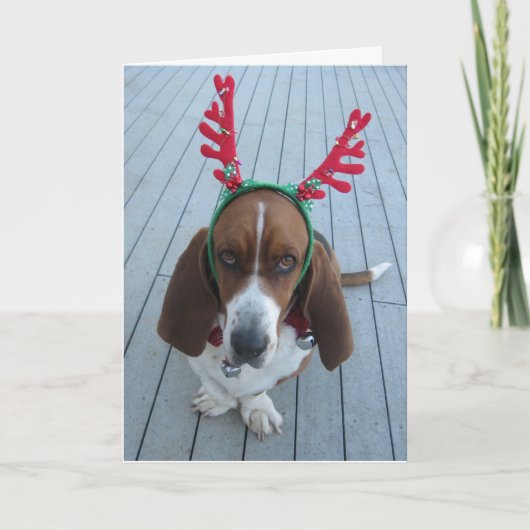Carte de Noël Reindeer Basset (Devant)