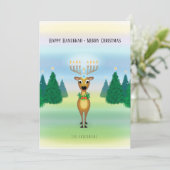 Carte de Noël Reindeer Menorah Hanoukka (Debout devant)